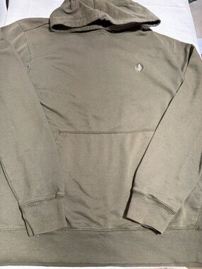 Volcom Men's Olive Hoodie with Embroidered Logo